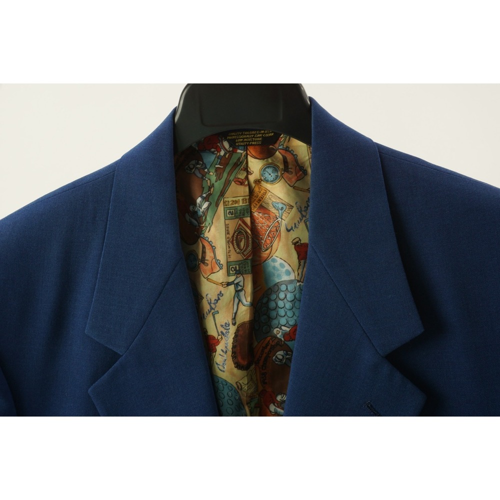 Vintage 70s 80s Palm Beach Blazer of Champions Stretch Blue Baseball Brass 44R - Picture 4 of 16